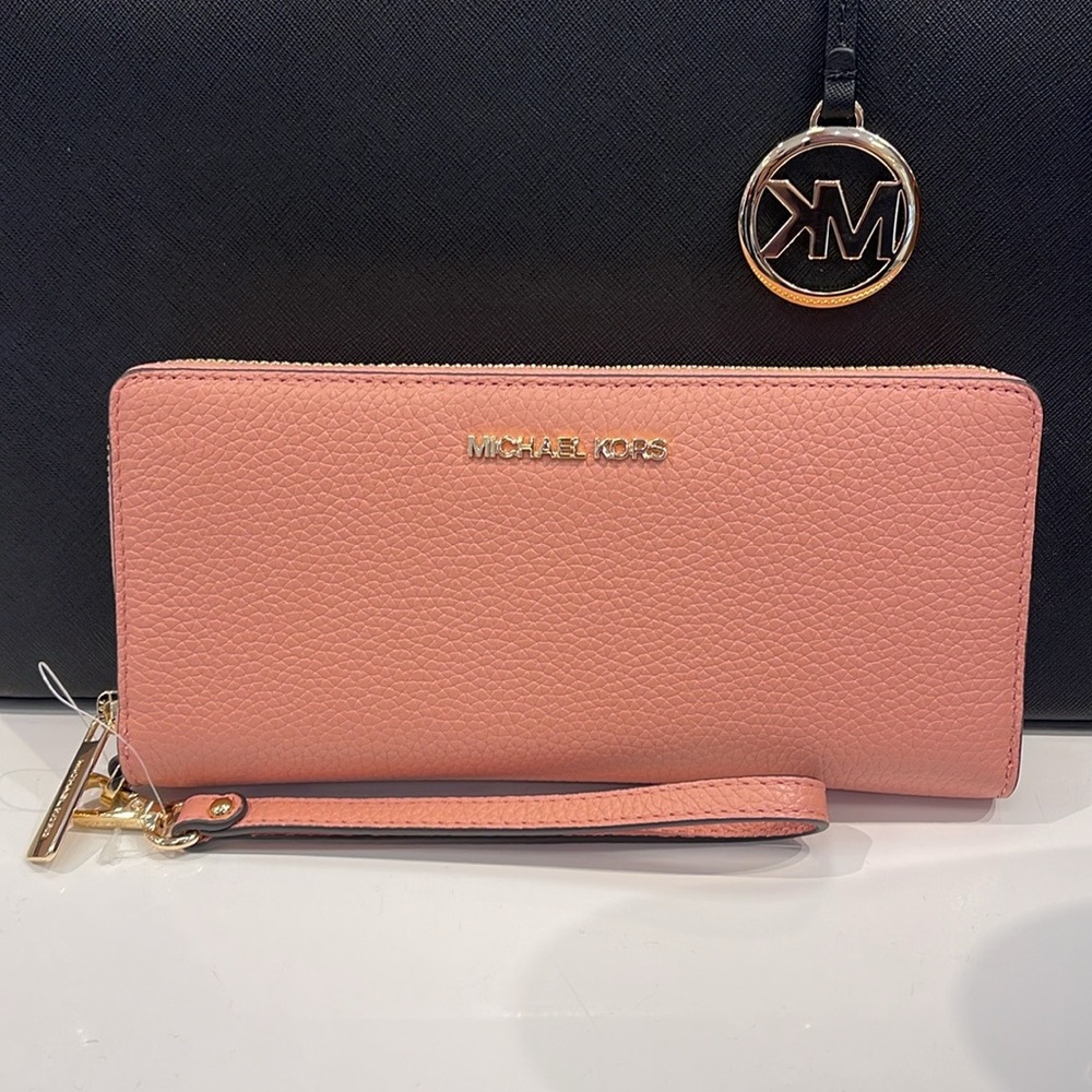 MICHAEL KORS
Leather Continental Wristlet Phone Case Wallet 
Primrose 
NWT - Picture 3 of 16